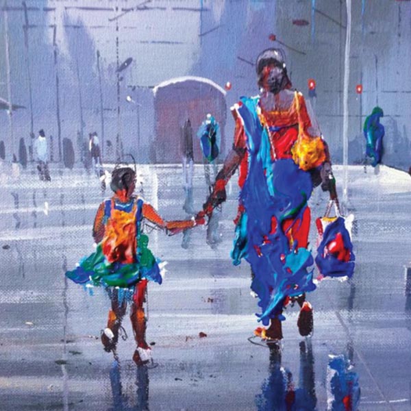 a mother and daughter walking together, holding hands