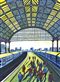 a painting of a train station on the London Underground