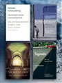 front covers of four books on a blue background