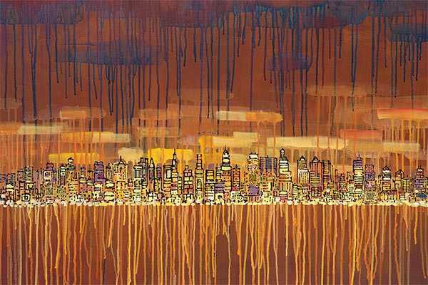 Tony Taj, The Skyline, mixed media on canvas, 2011