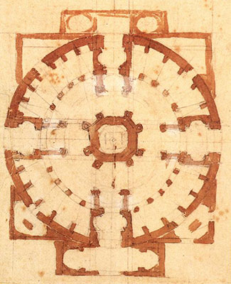 Michelangelo Buonarroti, Plan for a Church,  ca. 1560