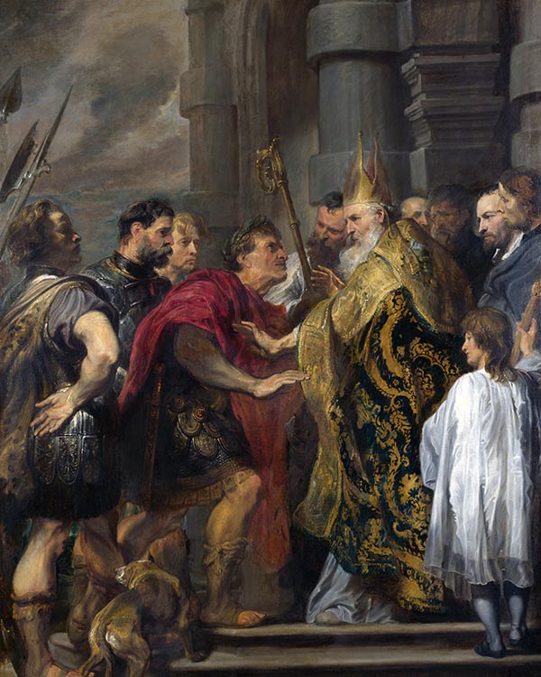 painting of Saint Ambrose barring Theodosius from Milan Cathedral