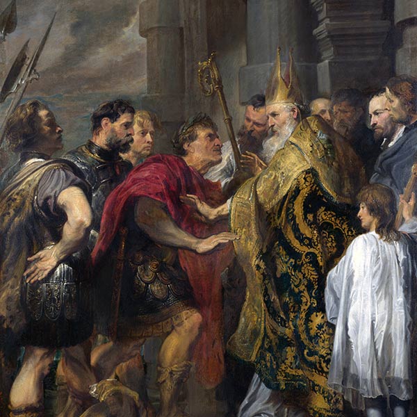 painting of Saint Ambrose barring Theodosius from Milan Cathedral