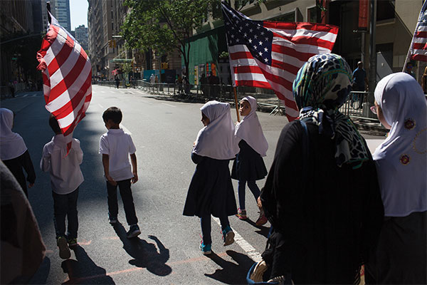 Children march in the Muslim Day Parade in New York City.