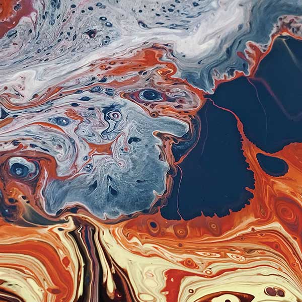 red, orange, yellow, and navy blue abstract swirls