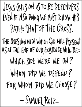 Jesus calls on us to be defenders even if in so doing we must follow his path: that of the cross.