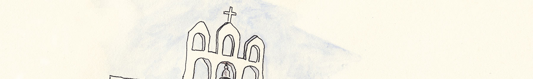 Painting of Bishop Samuel Ruiz García's church