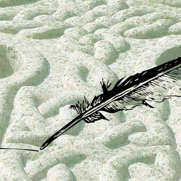 Celtic cross with quill and ink