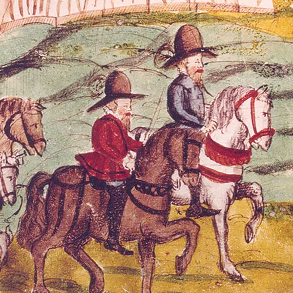 illustration of men on horses