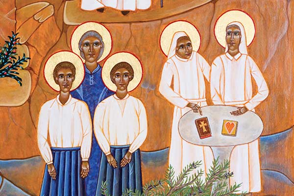 Detail of the icon of the nineteen martyrs of Algeria. Written by Odile, Petites soeurs de nazareth et de l'unité. Courtesy of The Diocese of Oran, Algeria.