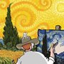 an illustration of Vincent van Gogh painting