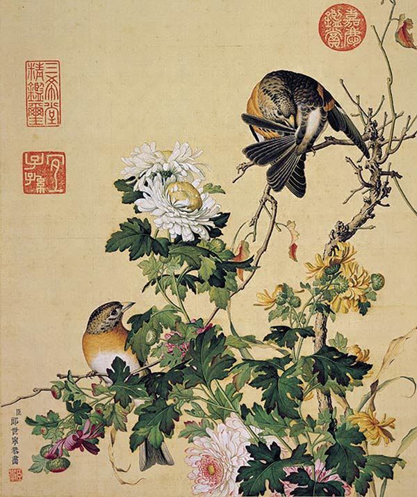 Lang Shining, leaf from Immortal Blossoms of an Eternal Spring, seventeenth century