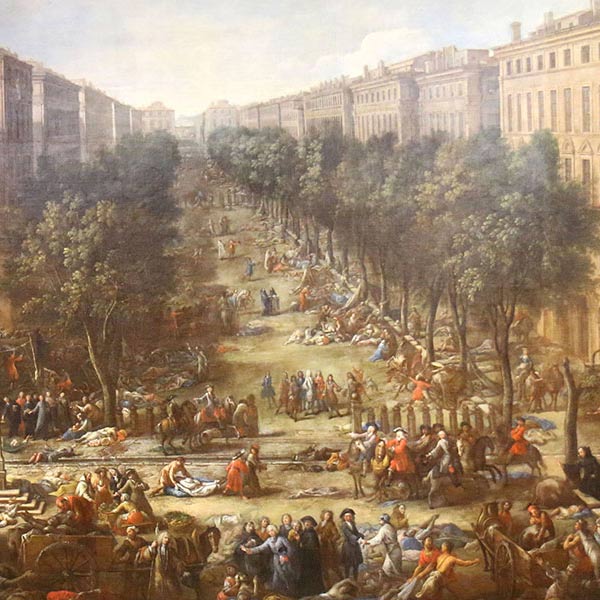 painting of a city ravished by a pandemic 