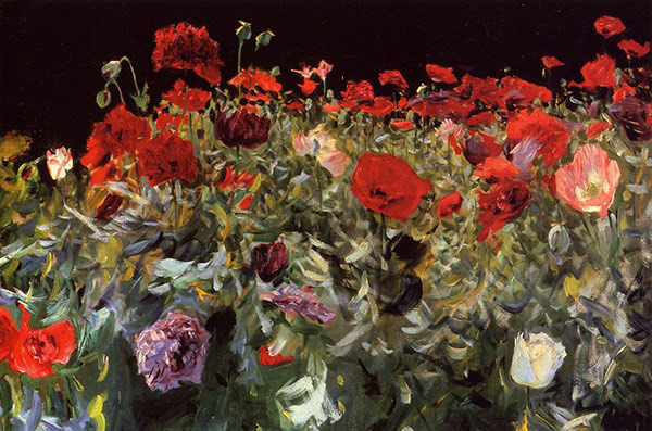 a painting of a field of poppies