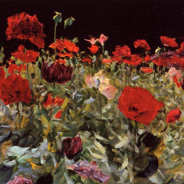 a painting of a field of poppies