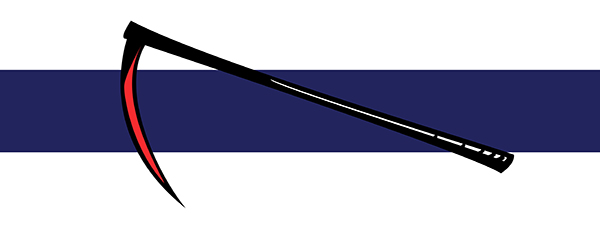 illustration of a scythe on a blue background