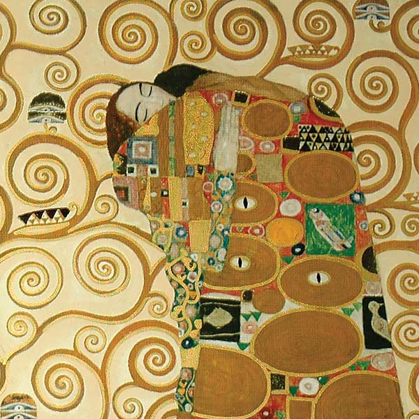 colorful painting of a man embracing a woman