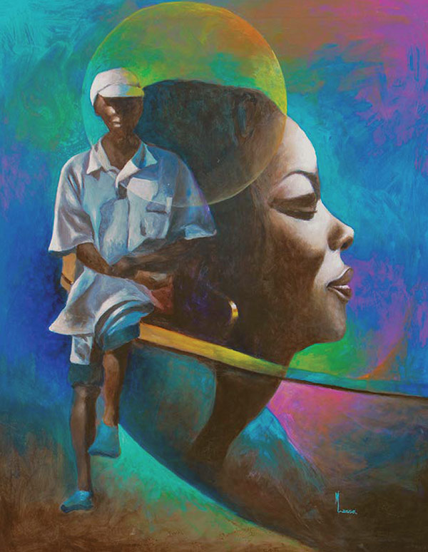 Massé Mansour, Maternal Longing, acrylic, 2018