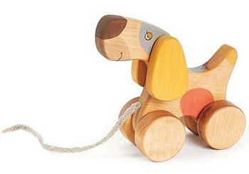 Small wooden dog pull toy