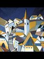 colorful painting of a village