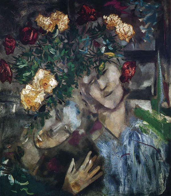 Lovers with Flowers by Marc Chagall