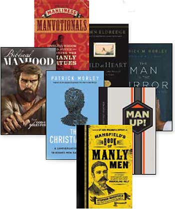 Covers of 7 books on manhood