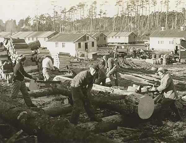 Conscientious objectors working in a Civilian Public Service camp, Waldport, Oregon.