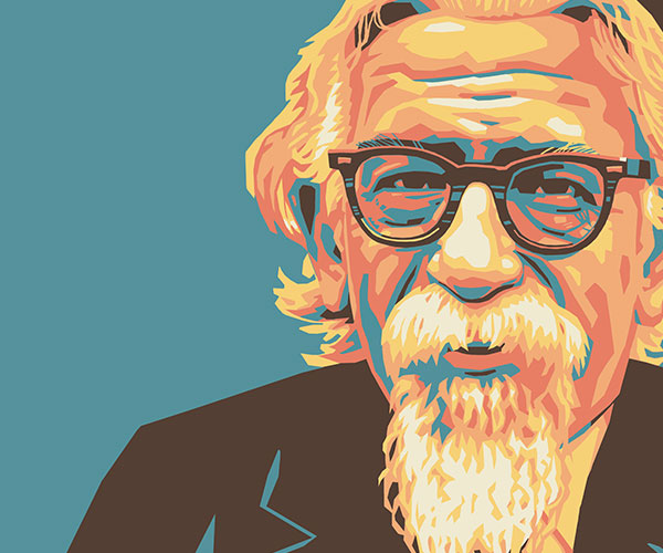 colorful illustration of Abraham Joshua Heschel