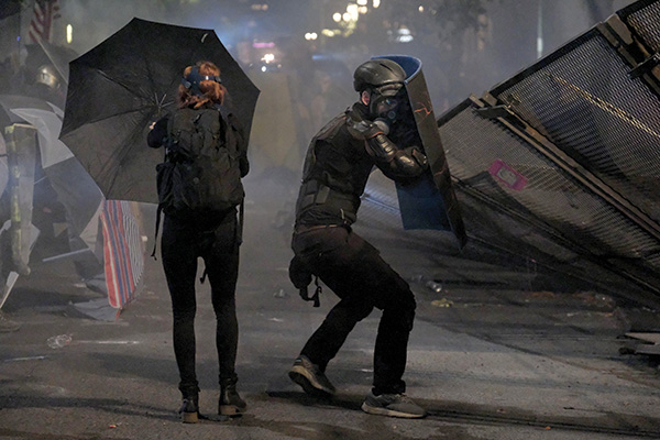 protesters in Portland, OR