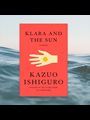 front cover of the book Klara and the Sun by Kazuo Ishiguro: illustration of a hand holding a small sun against a bright salmon pink background