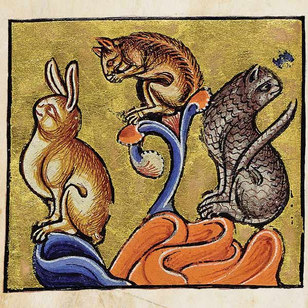 artwork from an account of the Creation found in the Nuremberg Chronicle depicting Day Six with cats and other creatures