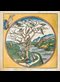 artwork from an account of the Creation found in the Nuremberg Chronicle depicting Day Five as a circle with drawing of a tree full of birds