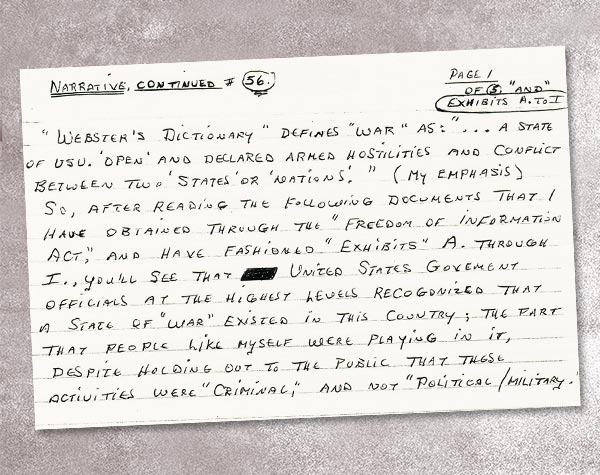 Russell Shoatzs 1980 court filing in his own defense arguing for status as a prisoner of war