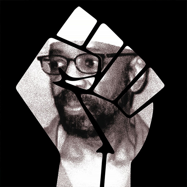 prison photo of Russell Maroon Shoatz within a Black Lives Matter fist logo
