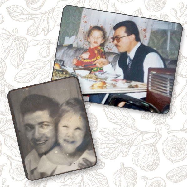 Nour Al Ghraowi with her father, top, 1997; Naomi Shihab Nye with her father, bottom, 1956