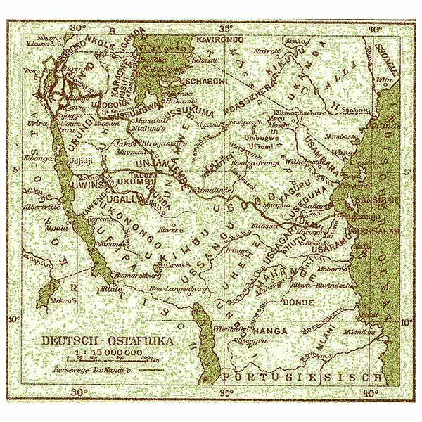 Mapa que muestra la ruta de la expedición de Richard Kandt, 1897–1901