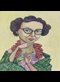 stylized painted portrait of Flannery OConnor