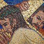 mosaic of Simon helping Christ carry the cross