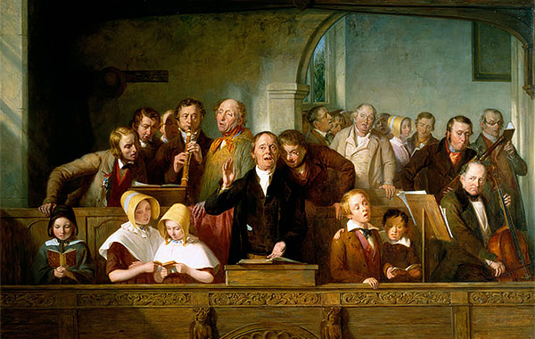 painting of people singing