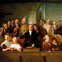 painting of people singing