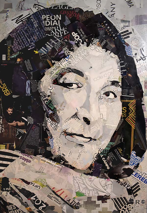 collage artwork of Mercedes Sosa