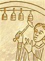 old illustration of a man ringing a bell