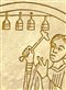 old illustration of a man ringing a bell