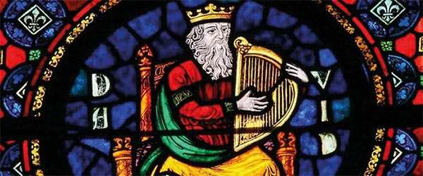 stained glass window depicting King David