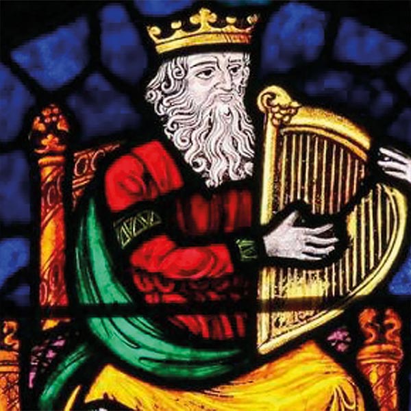 stained glass window depicting King David