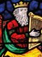 stained glass window depicting King David