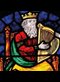 stained glass window depicting King David