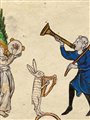 images from old illuminated manuscripts showing people playing instruments