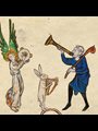 images from old illuminated manuscripts showing people playing instruments
