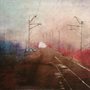painting of telephone wires and a railroad